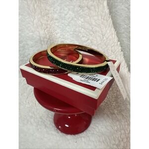 NWT Talbots Glitzy Green & Red Gold Magnetic Bangle Bracelet Gift Set Christmas